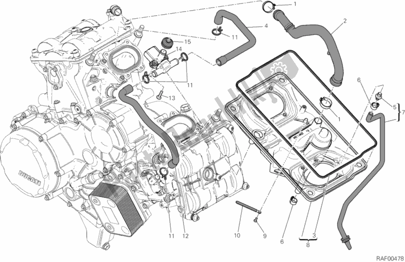 Todas as partes de Entrada De Ar - Respirador De óleo do Ducati Superbike 1199 Panigale ABS USA 2014